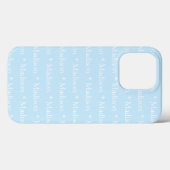 Anpassbarer Name, Text, hellblau weiß Case-Mate iPhone Hülle (Rückseite (Horizontal))