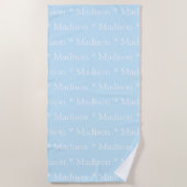 Anpassbarer Name, Text, hellblau weiß Strandtuch (Vorderseite)