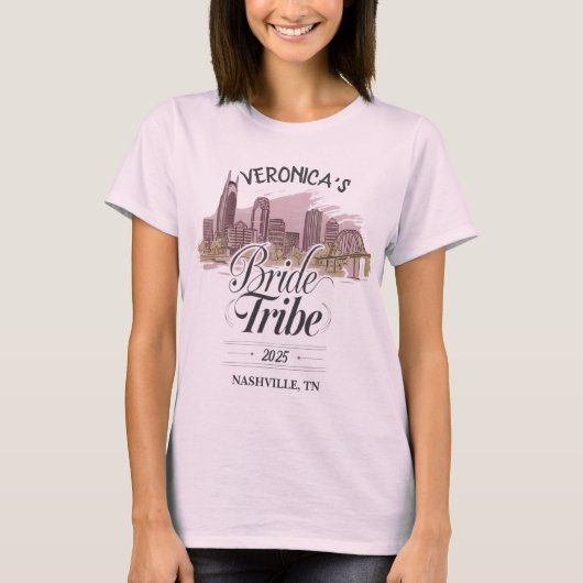 Anpassbarer Nashville Junggeselinnen-Abschied T - T-Shirt (Vorderseite)