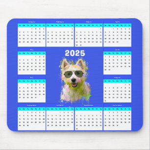 Anpassbarer Niedlicher Westie-Dog-Kalender Mousepad