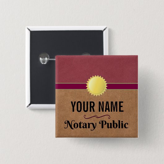 Anpassbarer öffentlicher Notarstolz mit Ihrem Name Button (Vorne & Hinten)