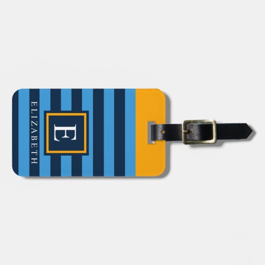 Anpassbarer orangefarbener hellblauer Farbblock Gepäckanhänger (Vorderseite horizontal)