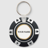 Anpassbarer Poker-Chip Schwarz-weiß Schlüsselanhän Schlüsselanhänger (Vorderseite)