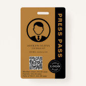 Anpassbarer Pressepass mit Foto-ID und QR-Code Ausweis (Vorderseite)