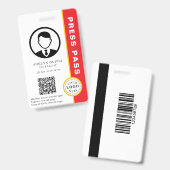 Anpassbarer Pressepass mit Foto-ID und QR-Code Ausweis (Vorder- & Rückseite)