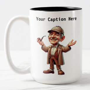 Anpassbarer Privatdetektiv-Cartoon-Mystery Zweifarbige Tasse