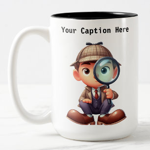 Anpassbarer Privatdetektiv-Cartoon-Mystery Zweifarbige Tasse