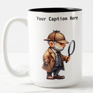 Anpassbarer Privatdetektiv-Cartoon-Mystery Zweifarbige Tasse