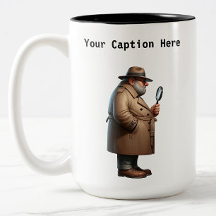 Anpassbarer Privatdetektiv-Cartoon-Mystery Zweifarbige Tasse