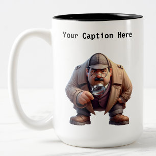 Anpassbarer Privatdetektiv-Cartoon-Mystery  Zweifarbige Tasse