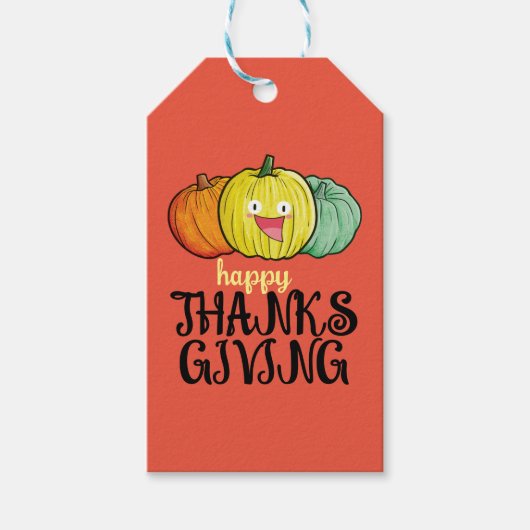 Anpassbarer Pumpkin-Erntedank Geschenkanhänger (Vorderseite)