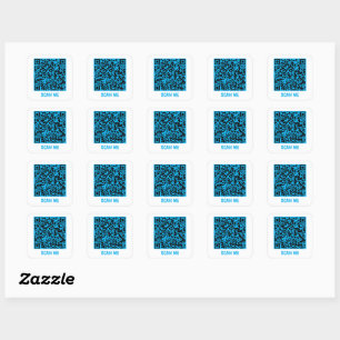 Anpassbarer QR-Code SCAN ME Blue Square Sticker