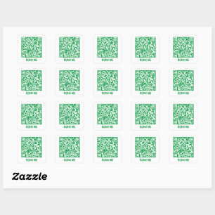 Anpassbarer QR-Code SCAN ME Green Square Sticker