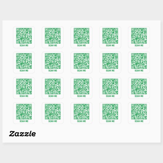 Anpassbarer QR-Code SCAN ME Green Square Sticker (Blatt)
