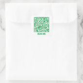 Anpassbarer QR-Code SCAN ME Green Square Sticker (Tasche)