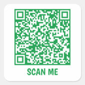 Anpassbarer QR-Code SCAN ME Green Square Sticker (Vorderseite)