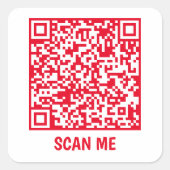 Anpassbarer QR-Code SCAN ME Roter Quadrat Aufklebe Quadratischer Aufkleber (Vorderseite)