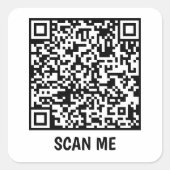 Anpassbarer QR-Code SCAN ME Schwarzer Quadrat Stic Quadratischer Aufkleber (Vorderseite)