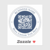 Anpassbarer QR-Code & Text | Dunkles Marineblau Aufkleber (Blatt)