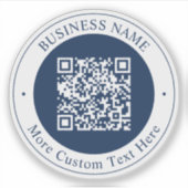 Anpassbarer QR-Code & Text | Dunkles Marineblau Aufkleber (Vorderseite)
