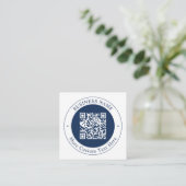 Anpassbarer QR-Code & Text | Dunkles Marineblau Begleitkarte (Stehend Vorderseite)