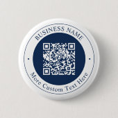 Anpassbarer QR-Code & Text | Dunkles Marineblau Button (Vorderseite)