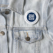 Anpassbarer QR-Code & Text | Dunkles Marineblau Button (Beispiel)