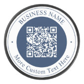 Anpassbarer QR-Code & Text | Dunkles Marineblau Eishockey Puck (Vorderseite)