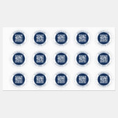 Anpassbarer QR-Code & Text | Dunkles Marineblau Etiketten (Blatt)