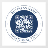Anpassbarer QR-Code & Text | Dunkles Marineblau Fensteraufkleber (Blatt)