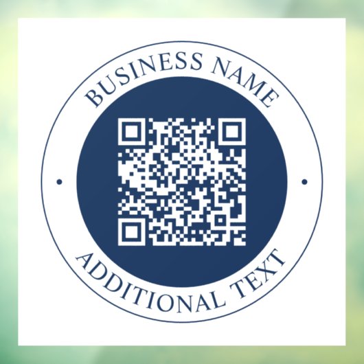 Anpassbarer QR-Code & Text | Dunkles Marineblau Fensteraufkleber (Blatt 3)