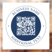 Anpassbarer QR-Code & Text | Dunkles Marineblau Fensteraufkleber (Blatt 2)
