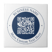Anpassbarer QR-Code & Text | Dunkles Marineblau Fliese (Vorderseite)