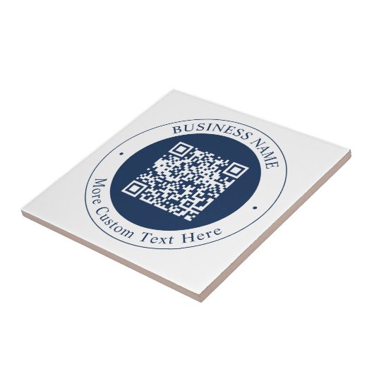 Anpassbarer QR-Code & Text | Dunkles Marineblau Fliese (Seite)
