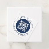 Anpassbarer QR-Code & Text | Dunkles Marineblau Geschenkanhänger (Beispiel)