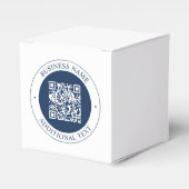 Anpassbarer QR-Code & Text | Dunkles Marineblau Geschenkschachtel (Vorderseite)