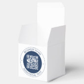 Anpassbarer QR-Code & Text | Dunkles Marineblau Geschenkschachtel (Geöffnet)