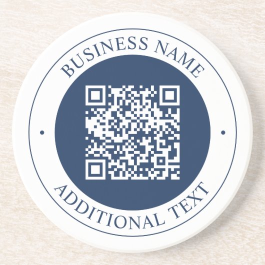 Anpassbarer QR-Code & Text | Dunkles Marineblau Getränkeuntersetzer (Vorne)
