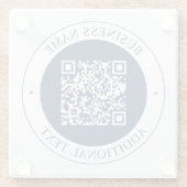 Anpassbarer QR-Code & Text | Dunkles Marineblau Glasuntersetzer (Rückseite)