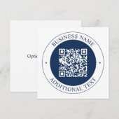 Anpassbarer QR-Code & Text | Dunkles Marineblau Mitteilungskarte (Vorne/Hinten)
