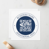 Anpassbarer QR-Code & Text | Dunkles Marineblau Mitteilungskarte (Vorderseite/Rückseite Beispiel)