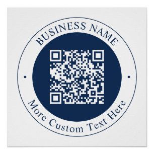 Anpassbarer QR-Code & Text   Dunkles Marineblau Poster