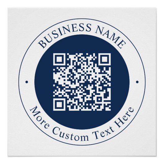 Anpassbarer QR-Code & Text | Dunkles Marineblau Poster (Vorderseite)