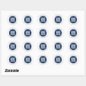 Anpassbarer QR-Code & Text | Dunkles Marineblau Runder Aufkleber (Blatt)