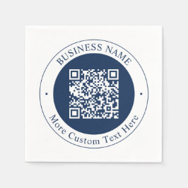 Anpassbarer QR-Code & Text | Dunkles Marineblau Serviette