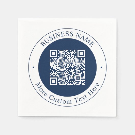 Anpassbarer QR-Code & Text | Dunkles Marineblau Serviette (Vorderseite)