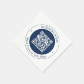Anpassbarer QR-Code & Text | Dunkles Marineblau Serviette (Ecke)