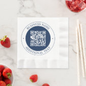 Anpassbarer QR-Code & Text | Dunkles Marineblau Serviette (Beispiel)