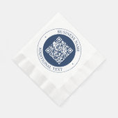 Anpassbarer QR-Code & Text | Dunkles Marineblau Serviette (Ecke)