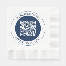 Anpassbarer QR-Code & Text | Dunkles Marineblau Serviette